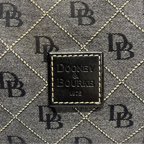 Dooney & Bourke Black Leather Trim Gray Canvas Signature Logo DB Shoulder Bag - Picture 4 of 17